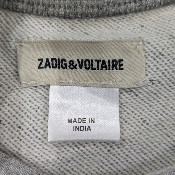 Zadig & Voltaire Girl's Fame Sweatshirt Gray Skeleton Roses Crewneck Casual 12 - Picture 7 of 9